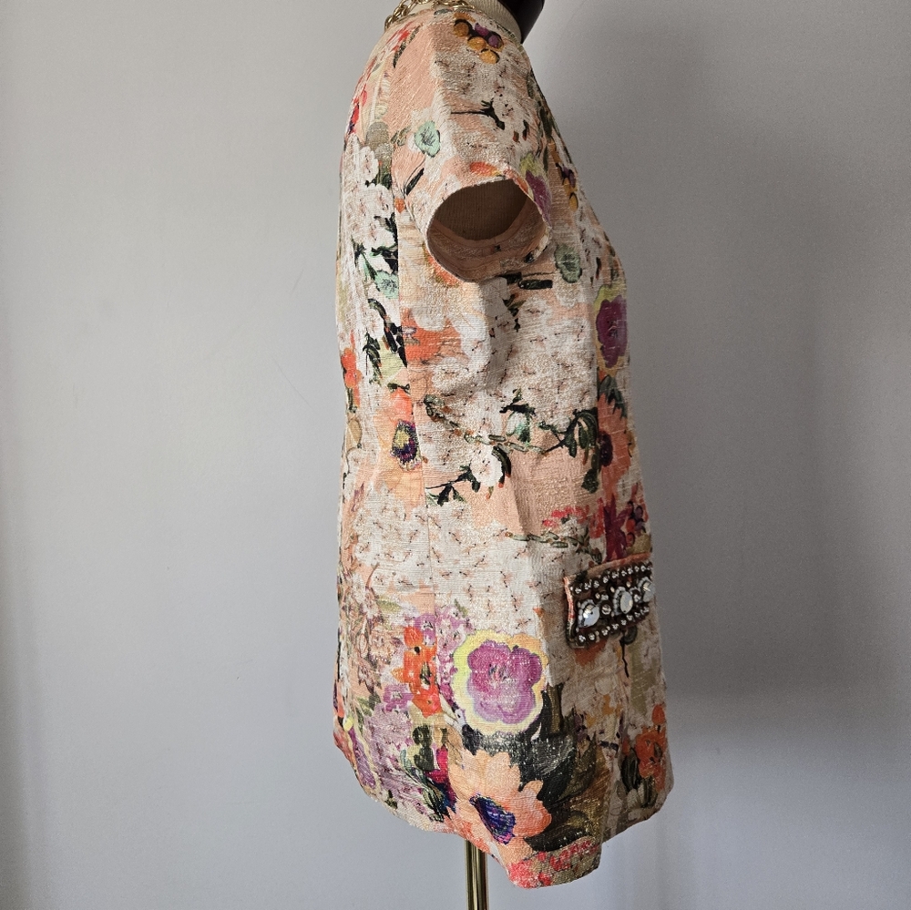 Tory Burch Jillian Floral Print Tunic From 2014 Resrt Line. Size 6 - Picture 6 of 14